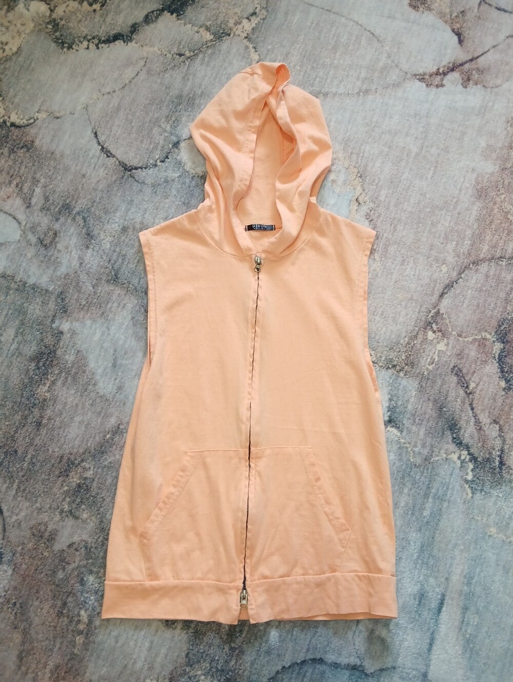 Women's Peach Sleeveless Zip-Up Hoodie